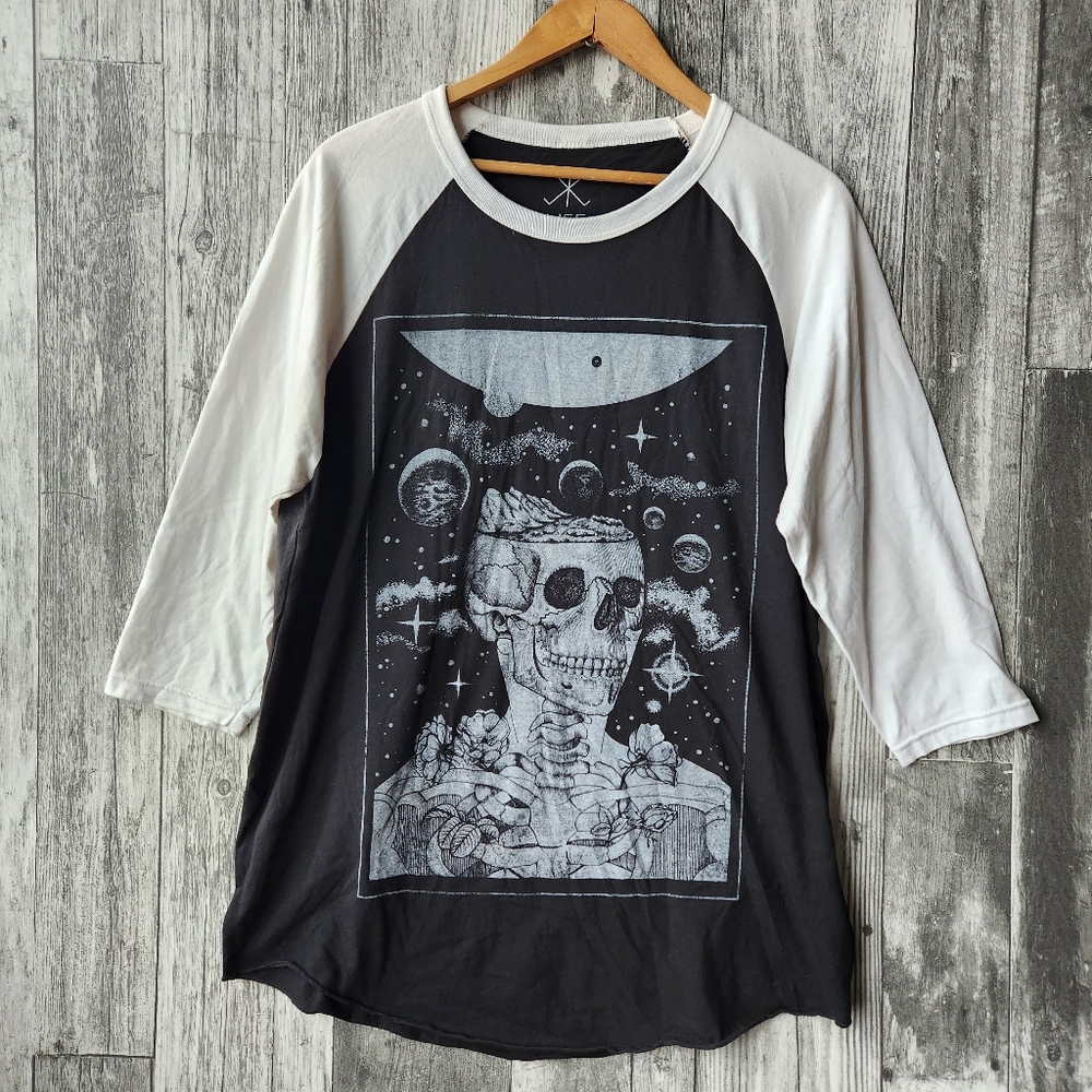 Life Clothing Co Raglan T Shirt Goth Skull Mens XL